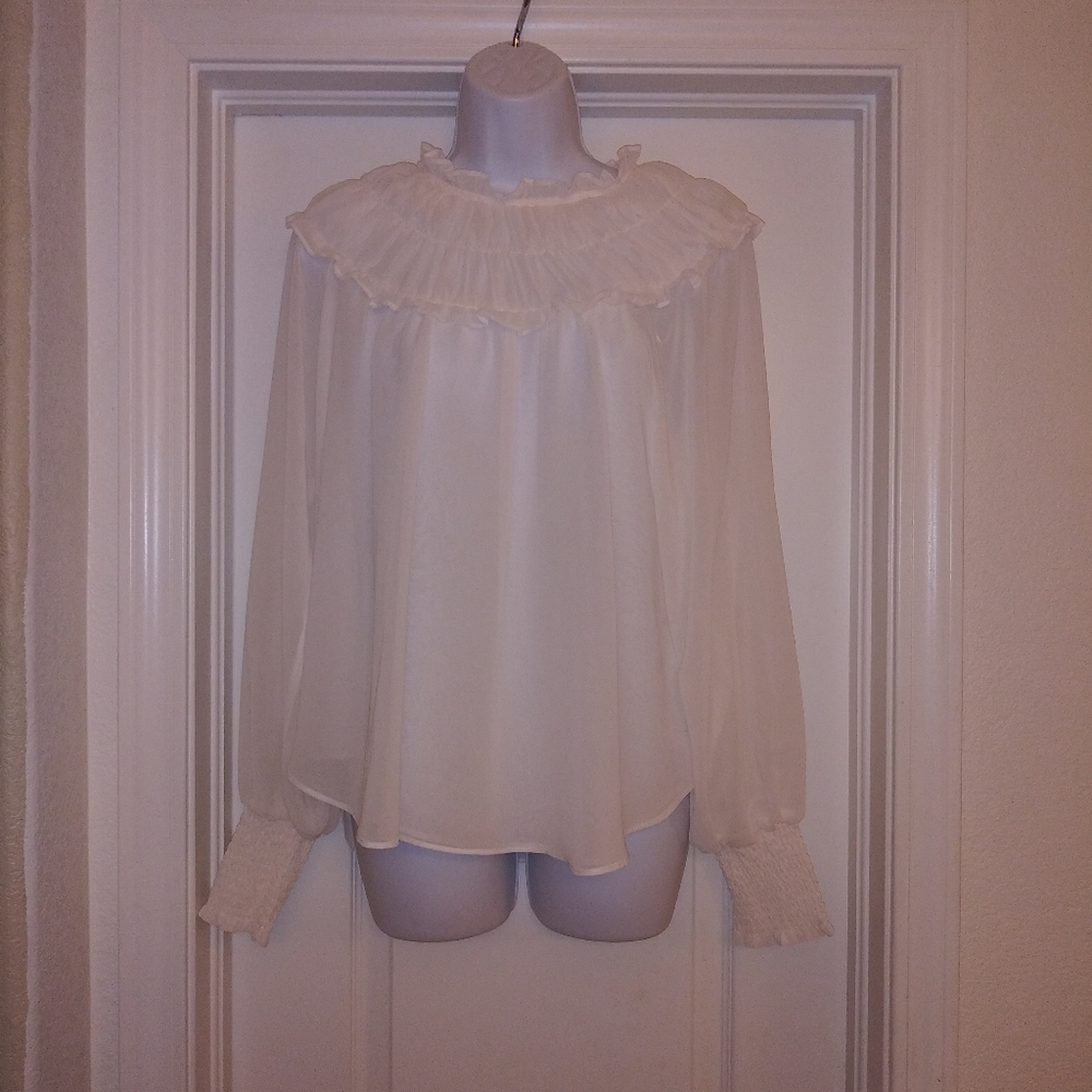 1. State Solid Gauze Blouse In Soft Ecru - image 2